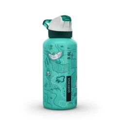 Quechua Drinkfles Met Sneldop En Strootje Gerecycled Aluminium 900 - 0,6 Liter