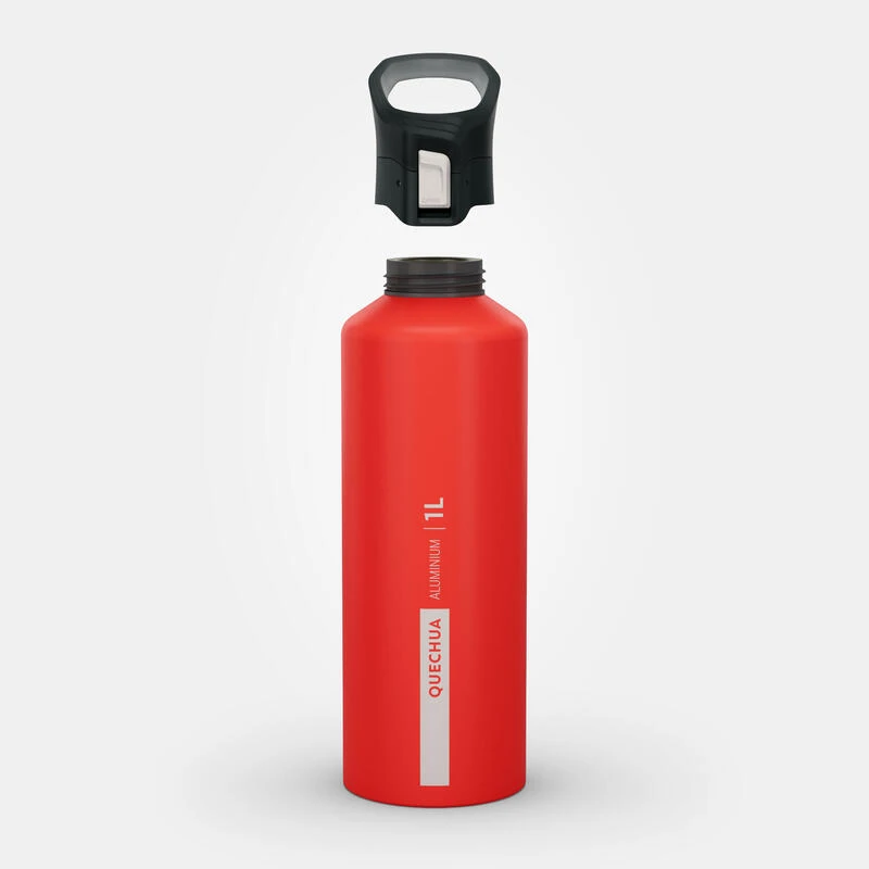 Quechua Drinkfles Voor Wandelen MH500 Klikdop 1 Liter Aluminium Rood 4 Quechua Drinkfles Voor Wandelen MH500 Klikdop 1 Liter Aluminium Rood - Afbeelding 2