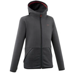 Quechua Fleecejas Voor Wandelen Kinderen MH500 Zwart Grijs 7-15 Jaar