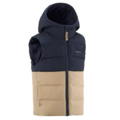 Quechua Gewatteerde Bodywarmer Voor Wandelen Beige En Blauw Kinderen 2-6 Jaar