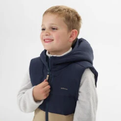 Quechua Gewatteerde Bodywarmer Voor Wandelen Beige En Blauw Kinderen 2-6 Jaar -Quechua gewatteerde bodywarmer voor wandelen beige en blauw kinderen 2 6 jaar 4