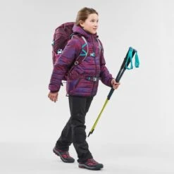 Quechua Gewatteerde Wandeljas Voor Kinderen MH500 7-15 Jaar Paars Met Print -Quechua gewatteerde wandeljas voor kinderen mh500 7 15 jaar paars met print 3
