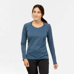 Quechua Shirt Met Lange Mouwen Voor Bergwandelen Dames MH550 Grijsblauw 9 Quechua Shirt Met Lange Mouwen Voor Bergwandelen Dames MH550 Grijsblauw -Quechua shirt met lange mouwen voor bergwandelen dames mh550 grijsblauw 2