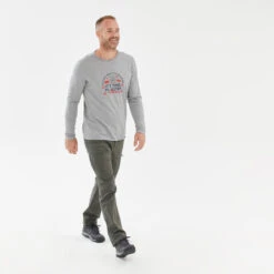 Quechua Shirt Voor Heren NH100 Lange Mouwen Grijs -Quechua shirt voor heren nh100 lange mouwen grijs 3