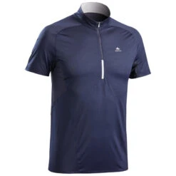 Quechua T-shirt Voor Fast Hiking Heren FH500 Korte Mouwen Blauw/zwart
