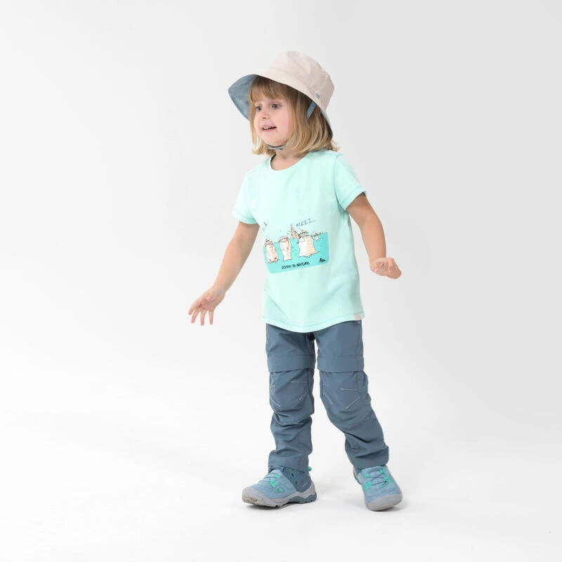 Quechua Wandelshirt Voor Kinderen MH100 Fluo Turquoise 2 Tot 6 Jaar 4 Quechua Wandelshirt Voor Kinderen MH100 Fluo Turquoise 2 Tot 6 Jaar - Afbeelding 2