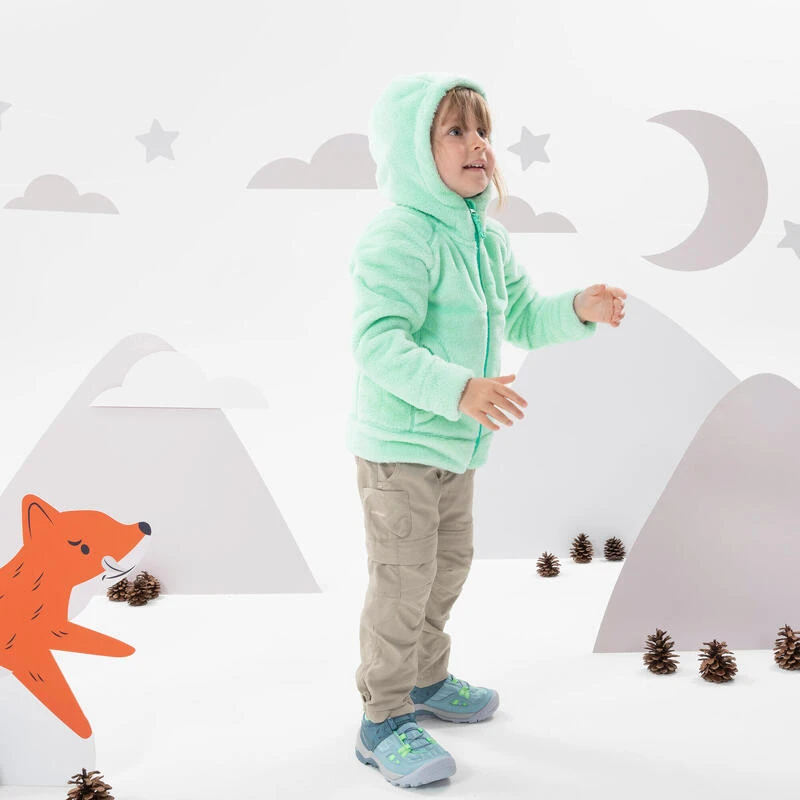 Quechua Warme Fleece Jas Voor Wandelen MH500 Turquoise Kinderen 2-6 Jaar 6 Quechua Warme Fleece Jas Voor Wandelen MH500 Turquoise Kinderen 2-6 Jaar - Afbeelding 4