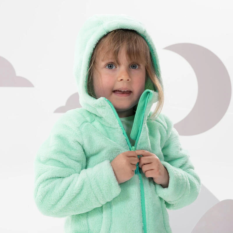 Quechua Warme Fleece Jas Voor Wandelen MH500 Turquoise Kinderen 2-6 Jaar 7 Quechua Warme Fleece Jas Voor Wandelen MH500 Turquoise Kinderen 2-6 Jaar - Afbeelding 5